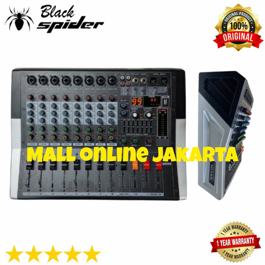 Power mixer 8 channel blackpsider ed8 99dsp black spider ed 8 99 dsp