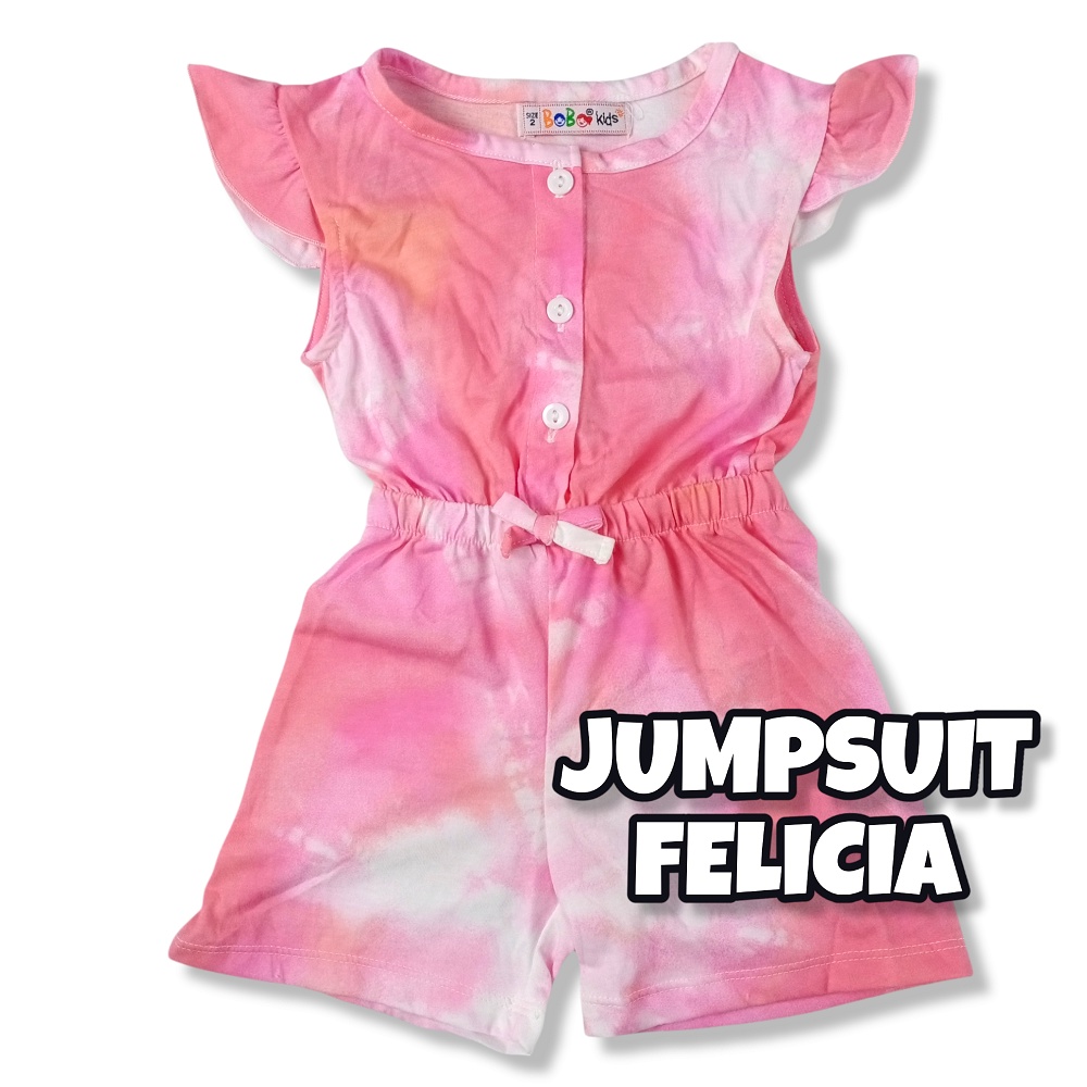 FELICIA 0-2,5 THN JUMPSUIT ANAK BAYI PEREMPUAN Jamsuit Jumsuit Pendek Kaos Pakaian Baju Anak Bayi Balita Bobo Kids-1B DyeMagentaMustard