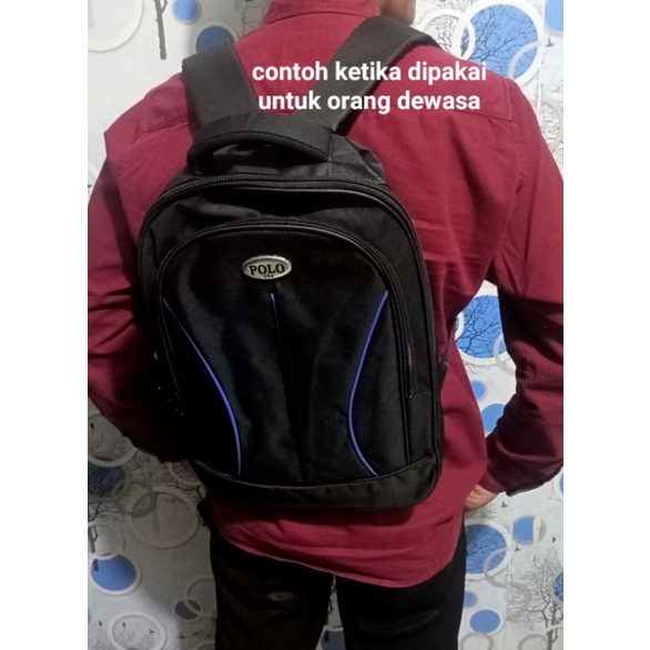 Tas Ransel Polo Pria tas ransel laptop tas sekolah (List biru)