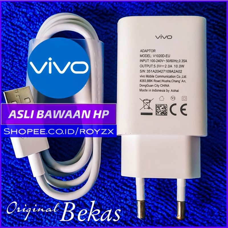 Vivo Charger Cas Y12 Y83 Y15 Y95 Y93 Original Micro Usb 10 Watt Bekas Bawaan Hp