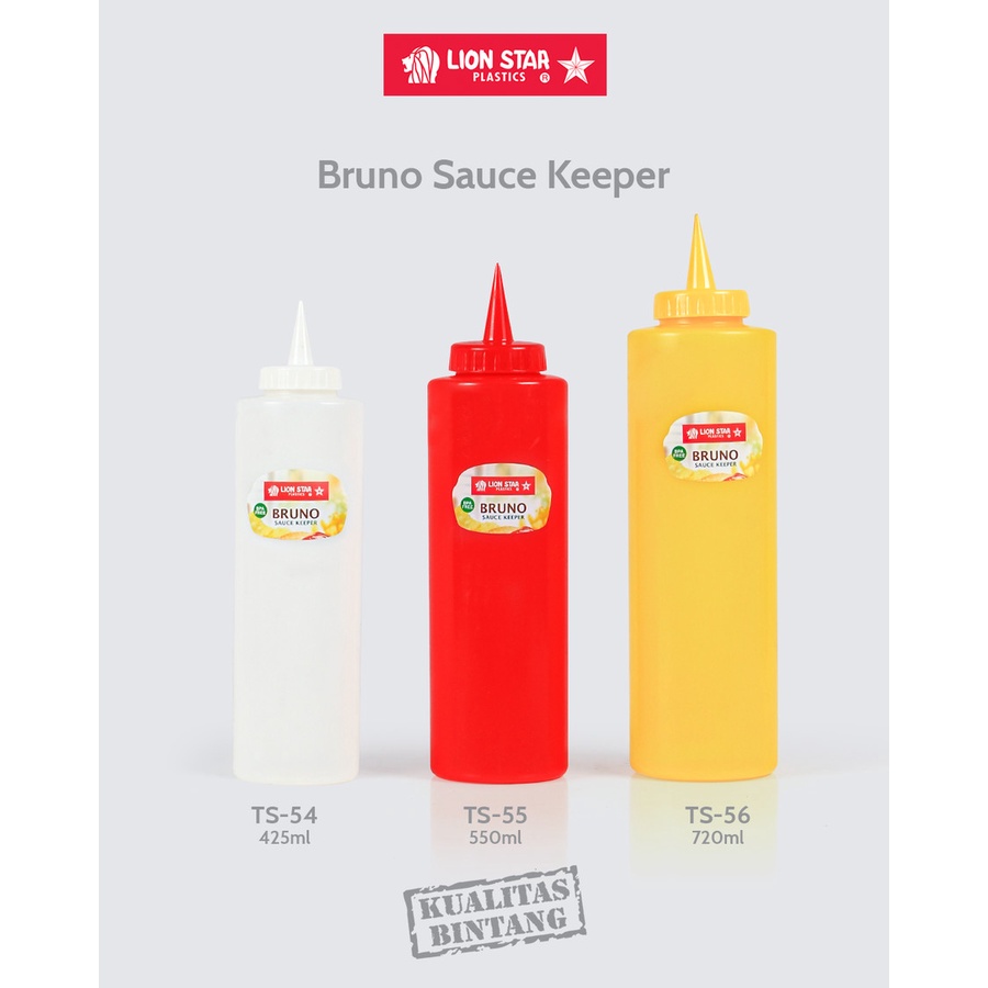 Botol Kecap Bruno 720ml- Botol Saus Lionstar Lentur - Botol Tutup - Botol Saus Mayones - Botol Kecap Lancip