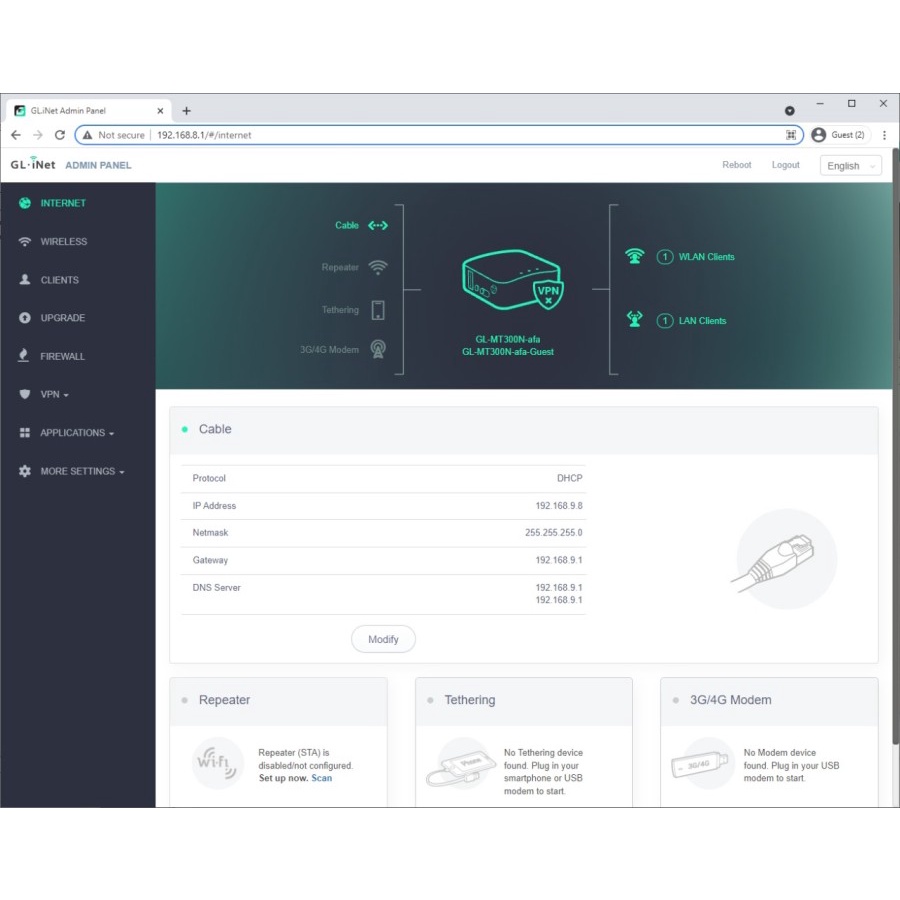 Router BL401 rasa GL.iNet GL-MT300N OpenWRT Support OpenVPN WireGuard