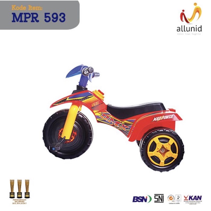 Tricycle SHP MPR 593 musik dorongan anak sepeda anak roda tiga 3 baby stroller MPR593