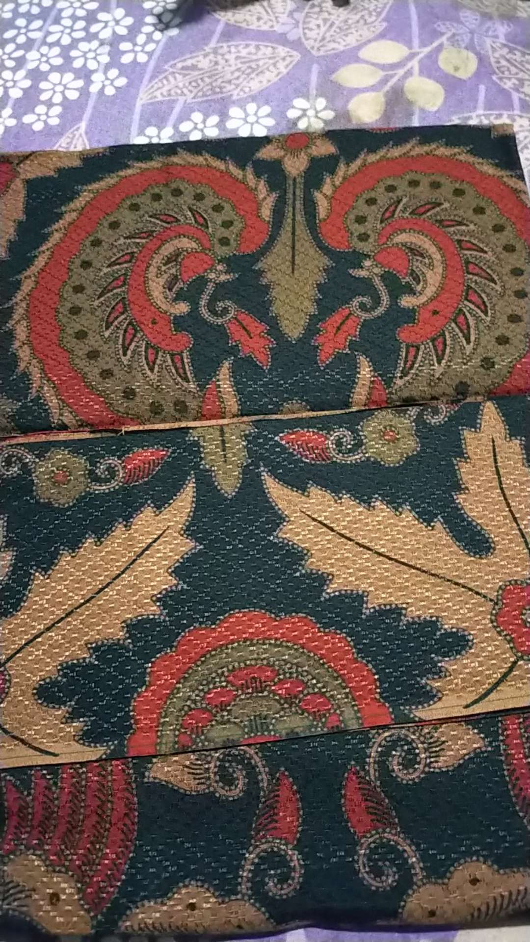 Kemeja Batik Dobby Pria Lengan Panjang Premium Warna Merah Cream Hitam 721033 Cap 72