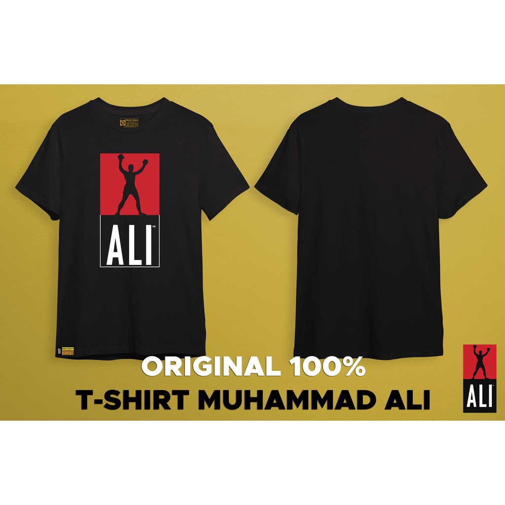 Kaos Muhammad Ali Logo TM Series Original 100 % Lengan Tangan Pendek Warna Hitam