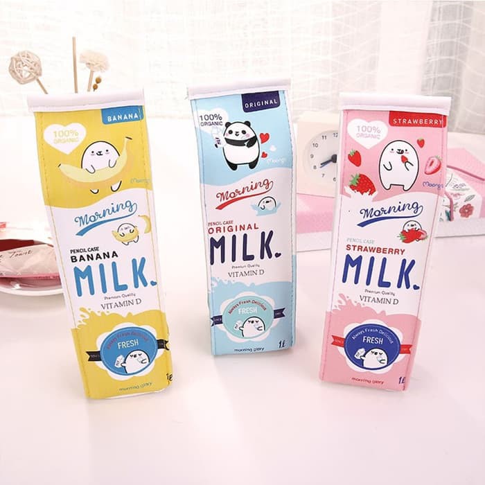

kotak pensil bentuk kotak susu / tempat pensil milk alat tulis