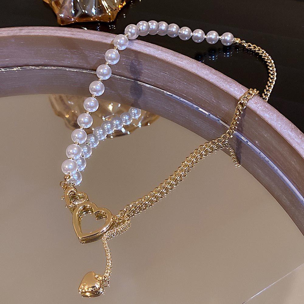 Mxbeauty Korea Rantai Kalung Pesta Manis Hollow Untuk Perempuan Temperamen Hati Liontin Leher Perhiasan