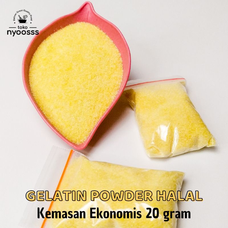 

Gelatin Bubuk Bloom 160 Halal 20gr / Nitta Gelatin Powder Bloom 160/ Gelatin Bloomb160