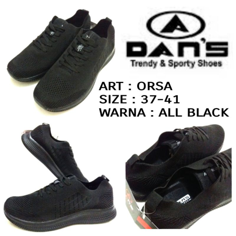 SEPATU SEKOLAH UNISEX COWOK CEWEK ALL BLACK TALI TERBARU DANS ORSA SIZE 37-40 TERBARU HARGA MURAH