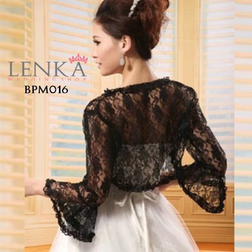 (READY STOCK) AKSESORIS BOLERO CARDIGAN LACE PENGANTIN PESTA HITAM BPM016