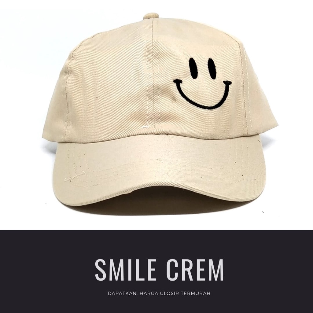 Termurah Topi baseball / garis tiga / challange / reclusive / kaktus / smile / pesawat kertas / yours / brotosaurus dino / daun kecil rasta / pohon kelapa  ring premium dan pertamax pria wanita kpop korea-smile crem