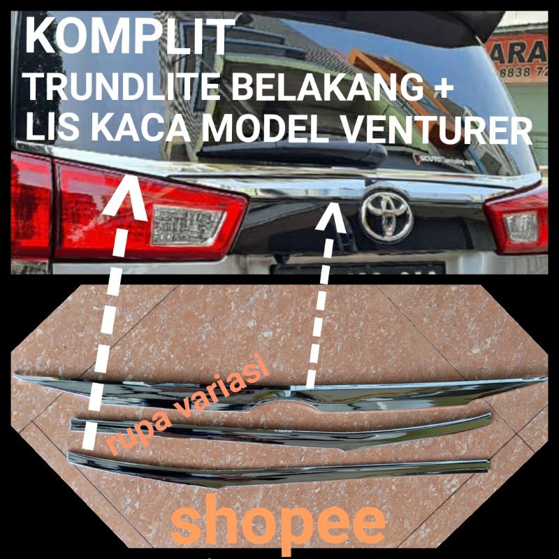 lis list kaca pintu bagasi belakang trundlite inova innova reborn ribon 2016 sampai 2025 tempel chrome 2017 2018 2019 2020 2021 2022 2023 2024 tipe E G Q V diesel venturer