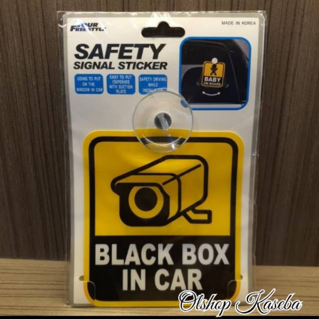 Stiker Pengaman Sinyal Mobil Safety Signal Stiker Black Box in Car Made in Korea