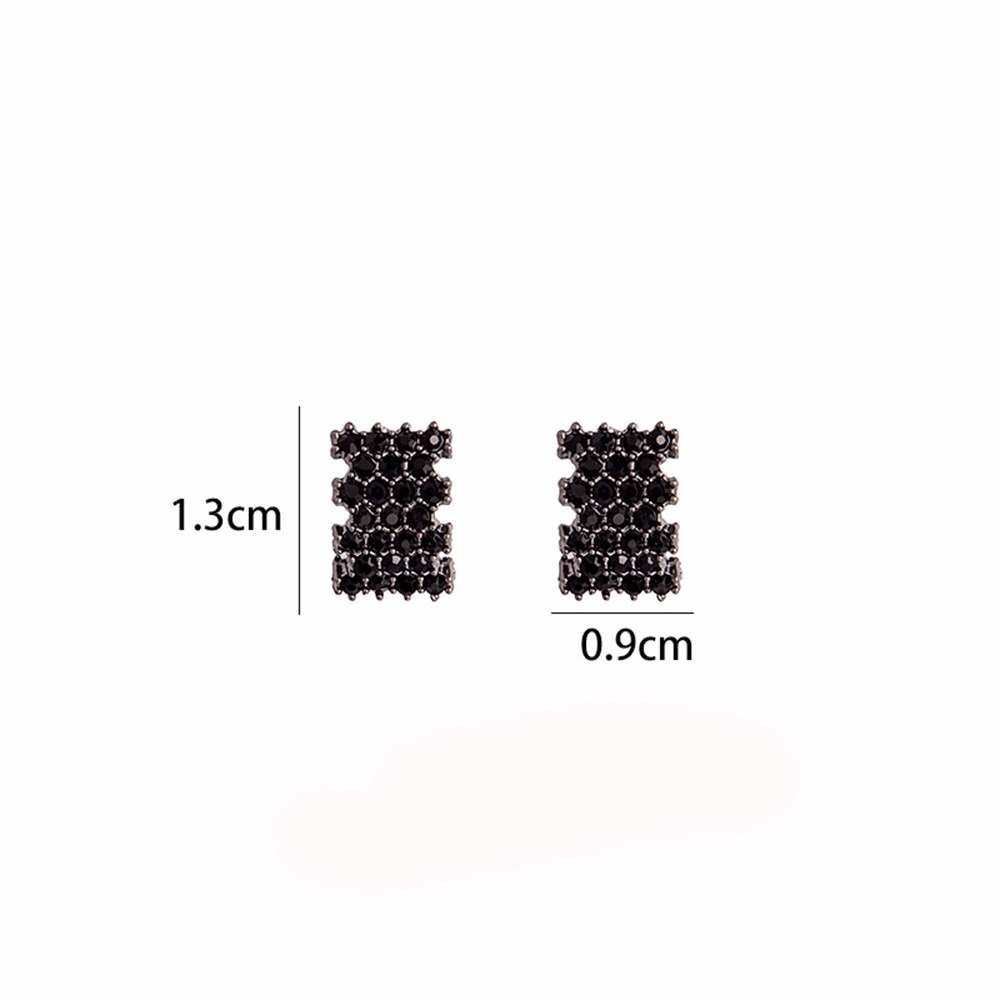 Anting Stud Bentuk Persegi Geometris Bahan Resin Warna Hitam Gaya Vintage Untuk Wanita