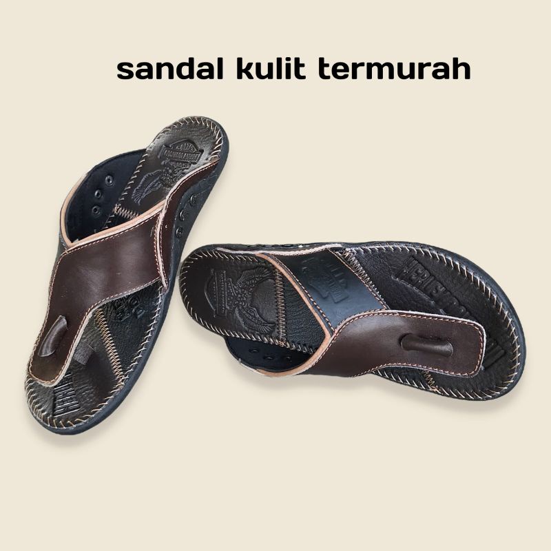 sandal kulit pria/ sandal Harley Davidson/ sandal japit kulit/ sandal kulit terlaris/ sandal COD bayar ditempat