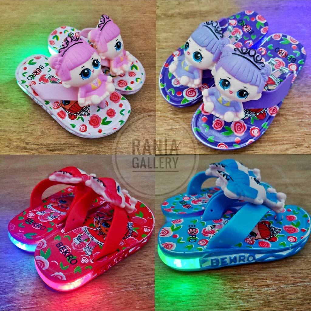sandal anak perempuan lampu LED motif boneka LOL lucu terbaru dan terlaris