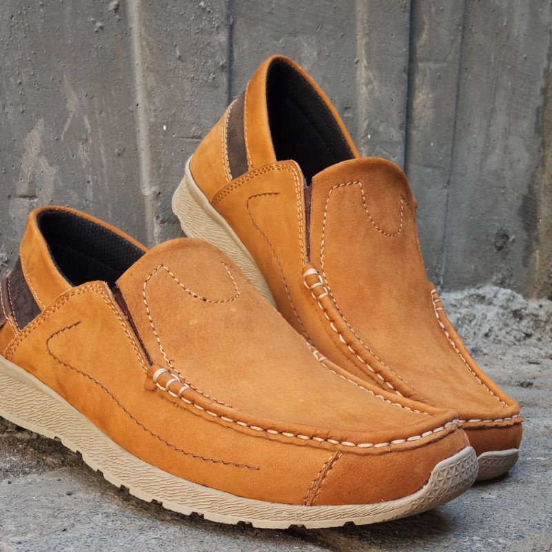 sepatu kulit pria casual slip on RM02 original kulit