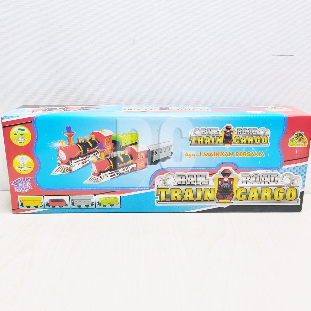 Rail Road Train Cargo Mainan Kereta Api Dengan Lampu &amp; Musik