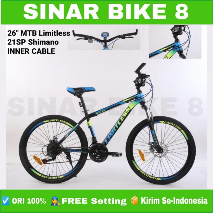 Sepeda Gunung MTB LIMITLESS 3x7 Ukuran 26 Inch 21 Speed Shimano Rem Cakram