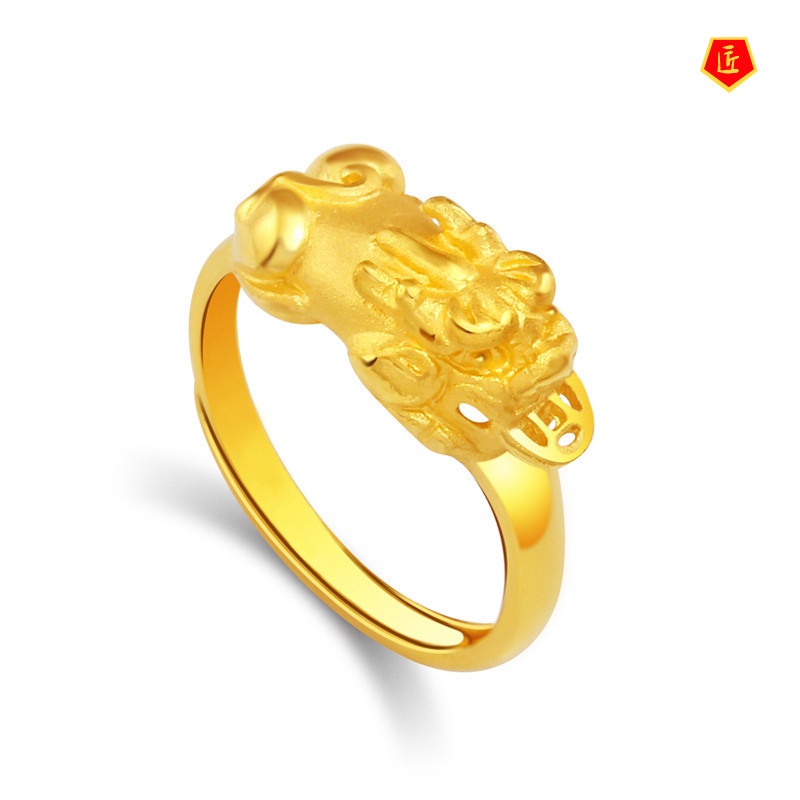 [Ready Stock]Temperament Personality Lucky Beast Gold Ring