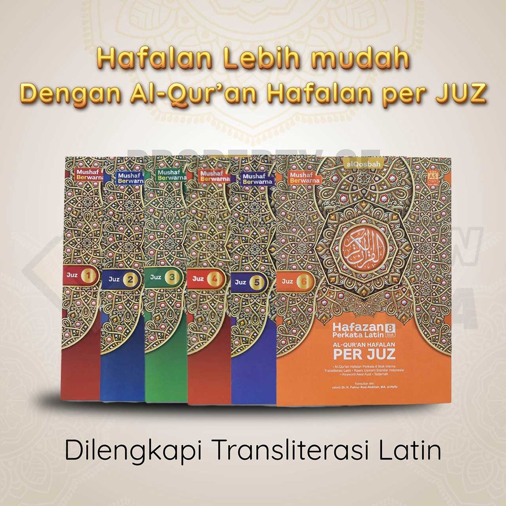 Mushaf Alquran Per Juz 30 Buku Perkata Latin Ukuran A5 dan Terjemahan