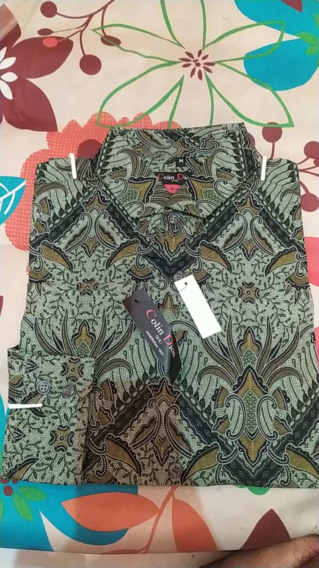 Batik Pria Slimfit Lengan Panjang Modern \ Batik Green Mint / Navy