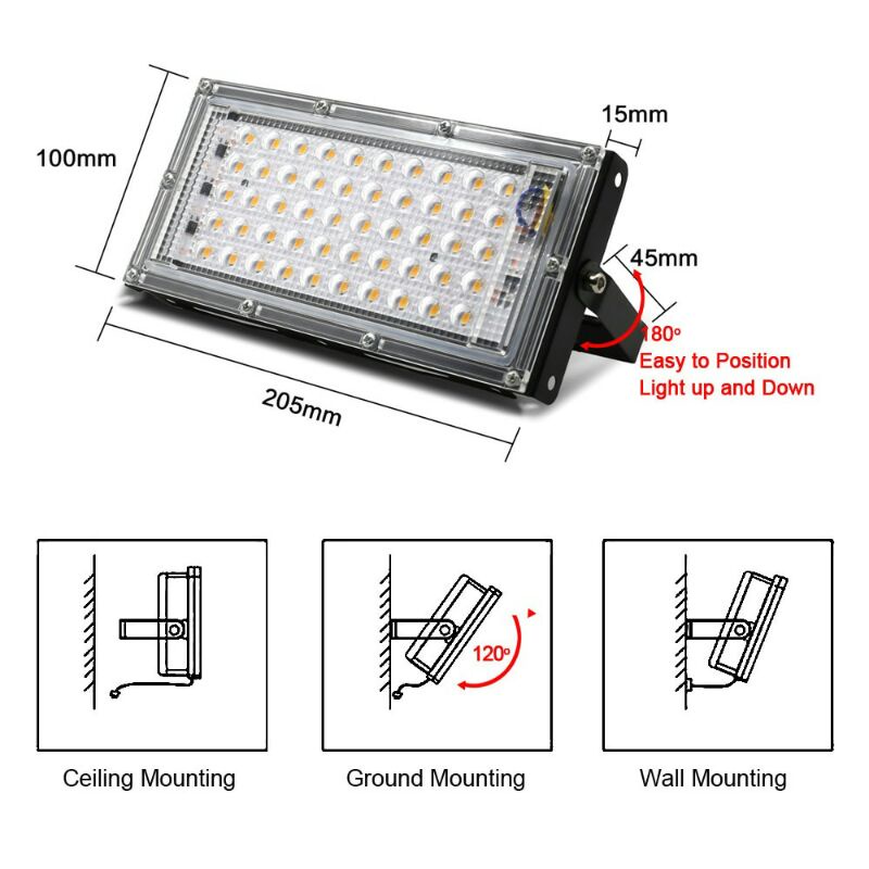 Lampu Sorot Flood Light Waterproof 4500 Lumens 50 W Cool White 6500 K TaffLED A8