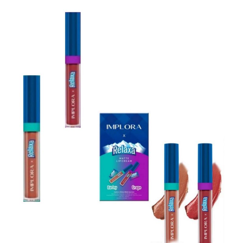 [BPOM][Limited Edition] Implora Cosmetic × Relaxa | Kolaborasi Implora Urban Lip Cream/Creamy Matte Urban Lipcream Lipstick Barley Grape Tahan lama 4-6 jam transferproof tekstur ringan