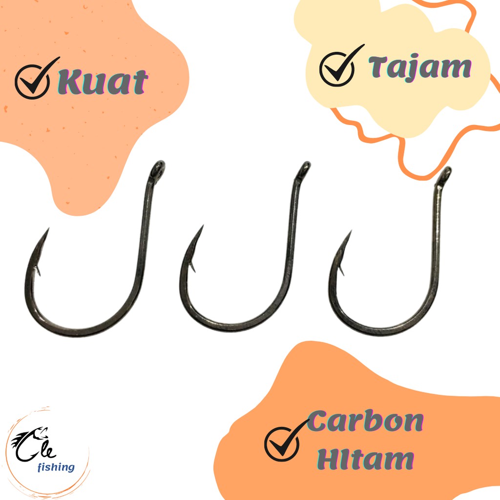 Kail Carbon HItam Chinu Ring tipe 1053 besar Tajam Kuat Bengkok Clefishing