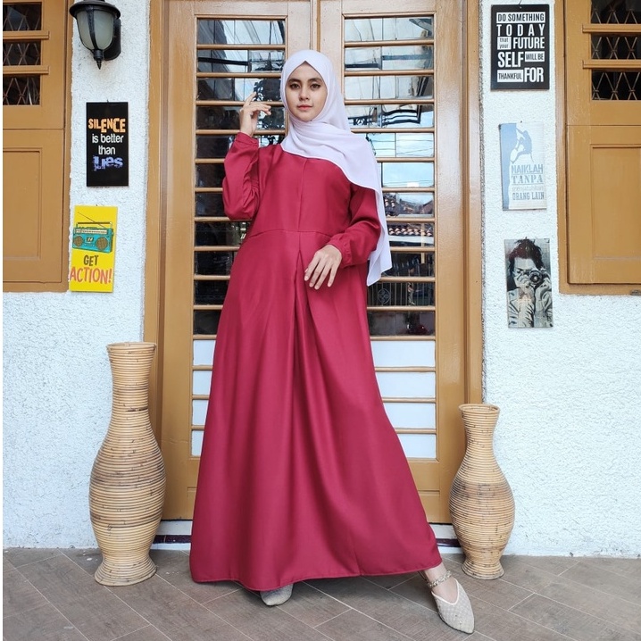 KYNA DRESS /  BAJU GAMIS WANITA BUSUI MATERIAL ARABIAN PREMIUM (GAMIS POLOS TEBAL)