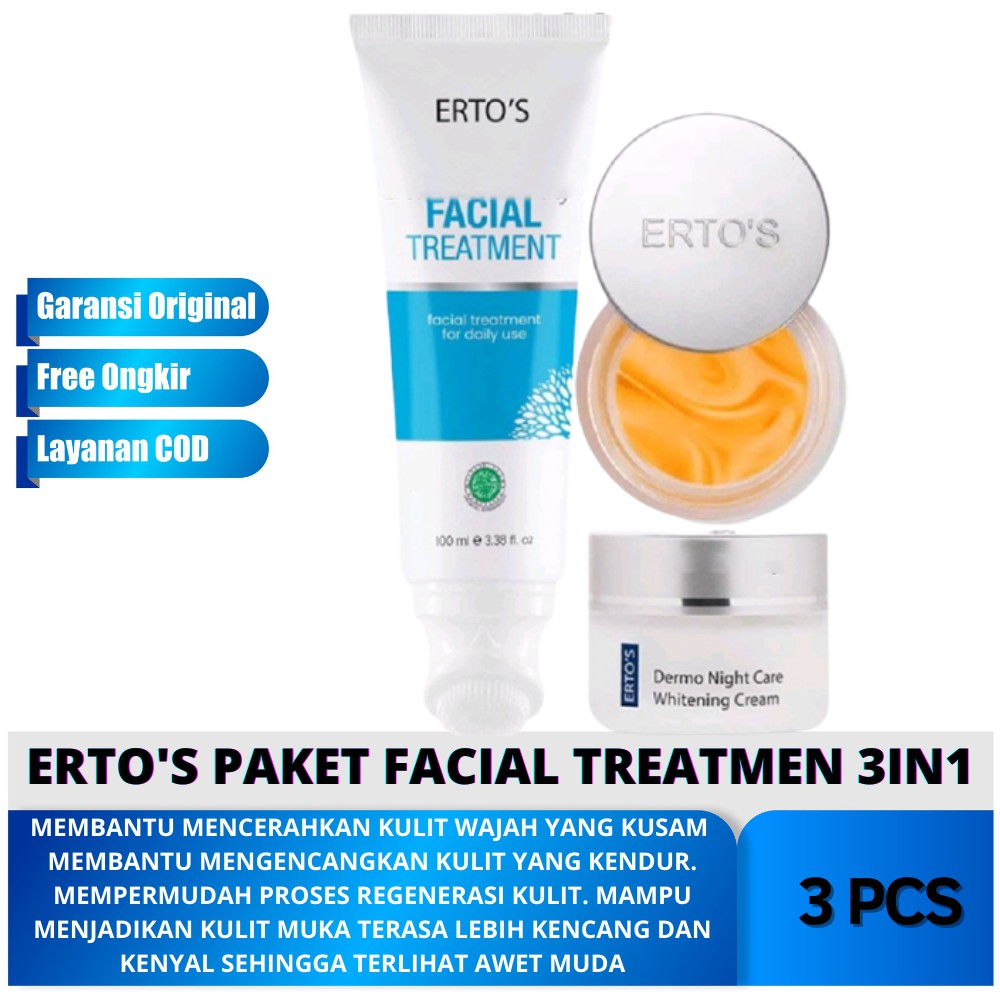 Ertos Paket Whitening Flek Hitam 3IN1 ( Facial Treatment, Night Cream, Astaxanthine )