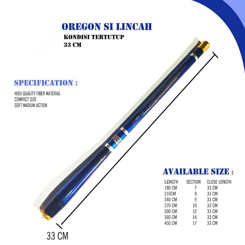 Joran Tegek Ruas Pendek Oregon Silincah 180 Kaku Ringan Bahan Carbon Terbaik