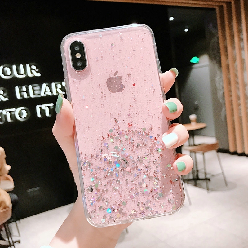 Casing VIVO V20 SE Y30i Y50 Y30 Y20 Y20i Y20s Y12s V19 V17 S1 Y19 Y17 Y15 Y12 Y12i Y11 Y91 Y93 Y95 Y91C Y1s Y53 Y55 Y55s Y65 Y71 Y81 Y81i Z1 Pro Sequin Glitter Soft Case Cover-#02-Pink
