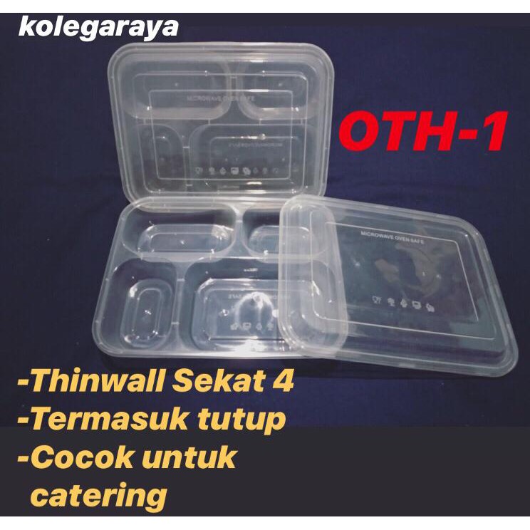 Kotak Makan Thinwall Plastik FoodGrade Model Bento Dengan Sekat 3 Dan Sekat 4 ISI 25pcs