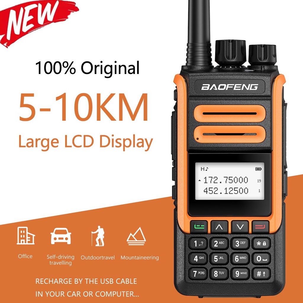 HT BF-H7 Walkie Talkie Dual Band 10W Large LCD Display 1.44inch