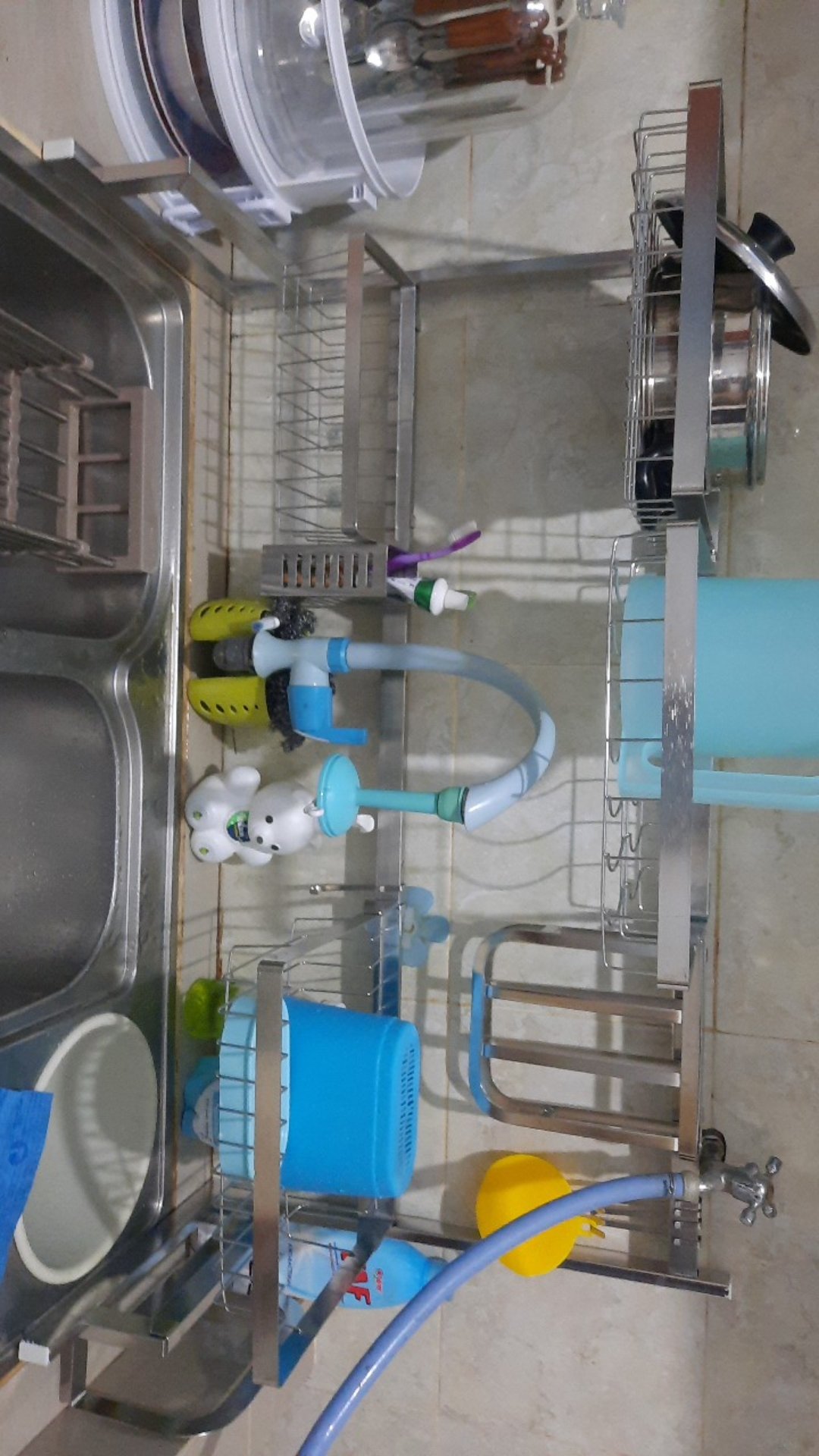 Netel Rak Wastafel Rak Piring 304 Baja Anti Karat Rak Penyimpanan Dapur Perak Mangkuk Tiris Multifungsi