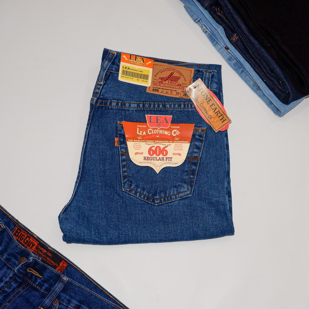 Lea 606 Biru Tua Size Besar 28 - 38 Celana Panjang Jeans Pria Standard Reguler Fit Grade Original Bl