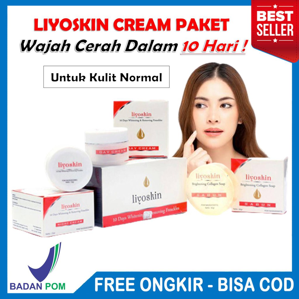 Cream Obat Pemutih Pria Wanita Paket Perawatan Pencerah Kulit Wajah Glowing Alami Liyoskin Krim BPOM