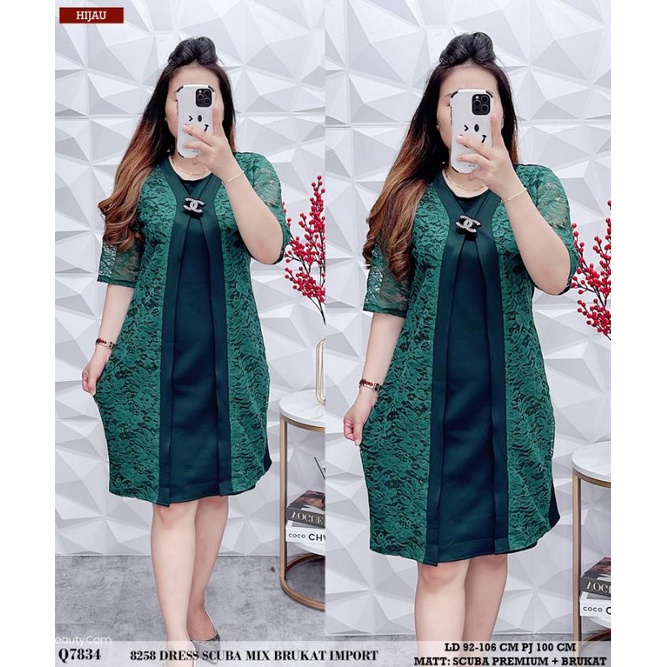 8258 DRESS SCUBA MIX BRUKAT IMPORT