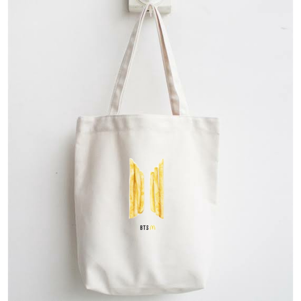 COD TOTE BAG BTS X MCD FRIES ARMY KPOP TAS KAIN KANVAS BLACU PREMIUM