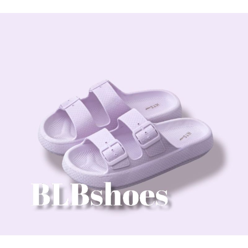 Sendal karet slop Ban 2 nyaman, sandal Korea kekinian trendi,empuk,Sendal wanita terbaru.hys new-Ungu muda