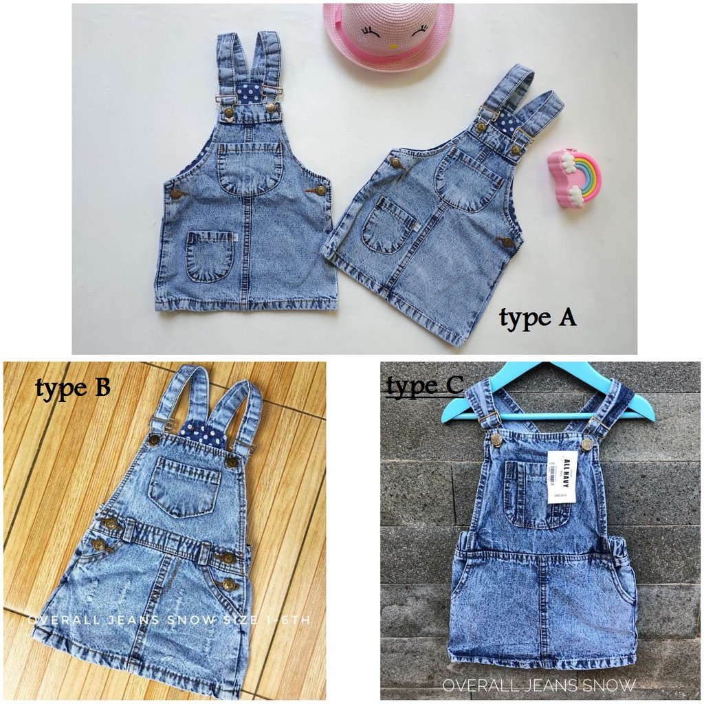 OVERALL JEANS ANAK LOL LED / OVERALL ROK SNOW BLUE/ OVERALL RIPPED ANAK PEREMPUAN