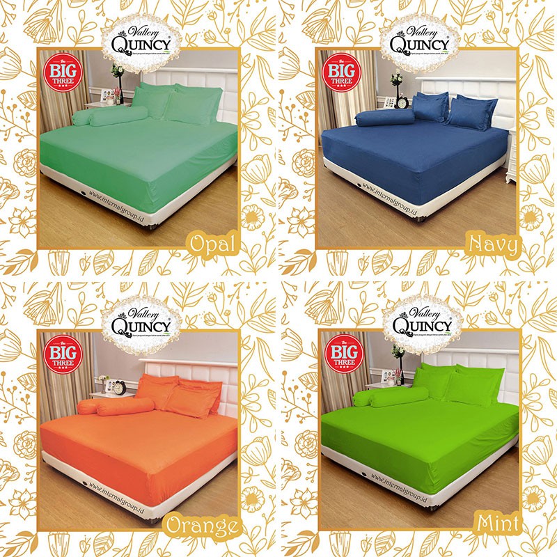 QUINCY VALLERY Sprei Polos 200x200 Tinggi 30 warna merah putih coklat biru ungu hijau tosca dark red light blue grey grape coffee yellow pink green - Super King Size 200 T30 SP Extra TBT