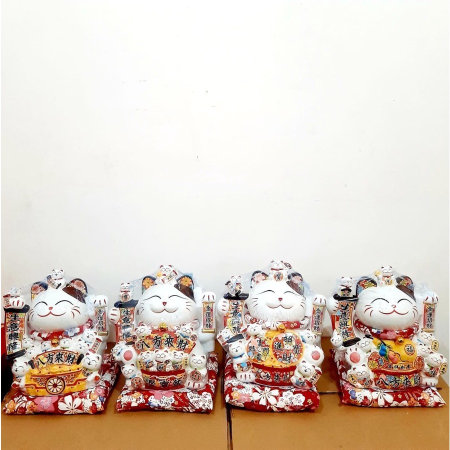 Maneki Neko Kucing Tangan Goyang Premium Kucing Hoki Besar Jumbo