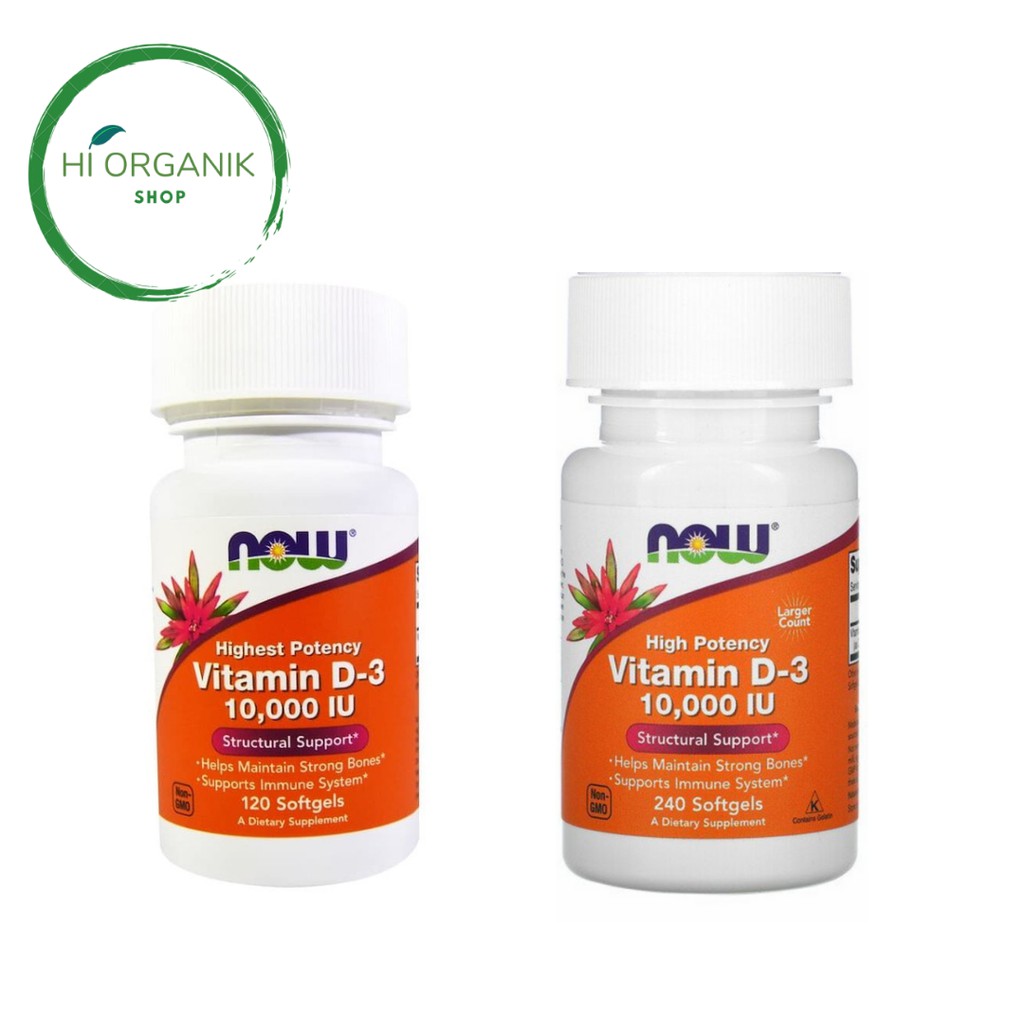 Now Foods Vitamin D-3 D3 D 3 10000 iu 10.000 iu 10000iu 120 ; Vitamin D-3 D3 D 3 10000 iu 240 Capsul