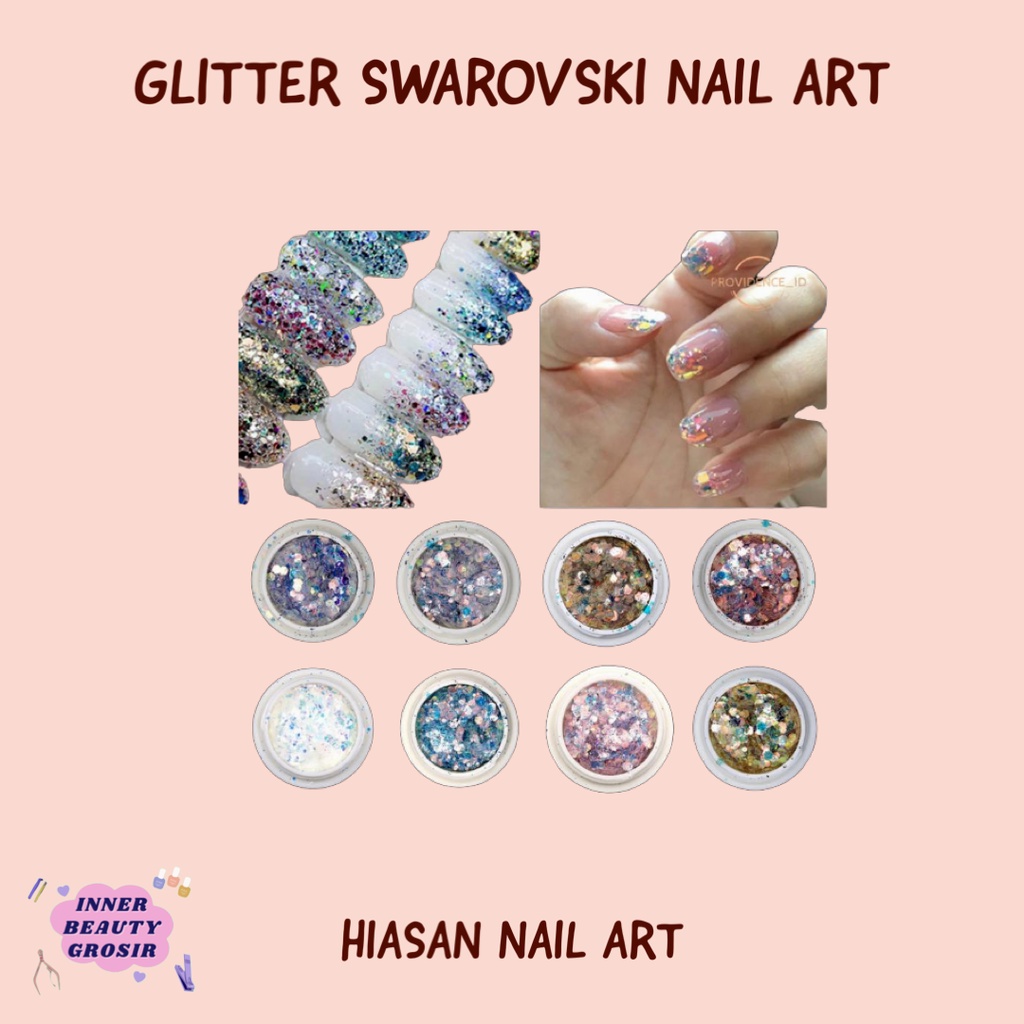 Glitter Swarovski Nail Art / Hiasan Nail Art