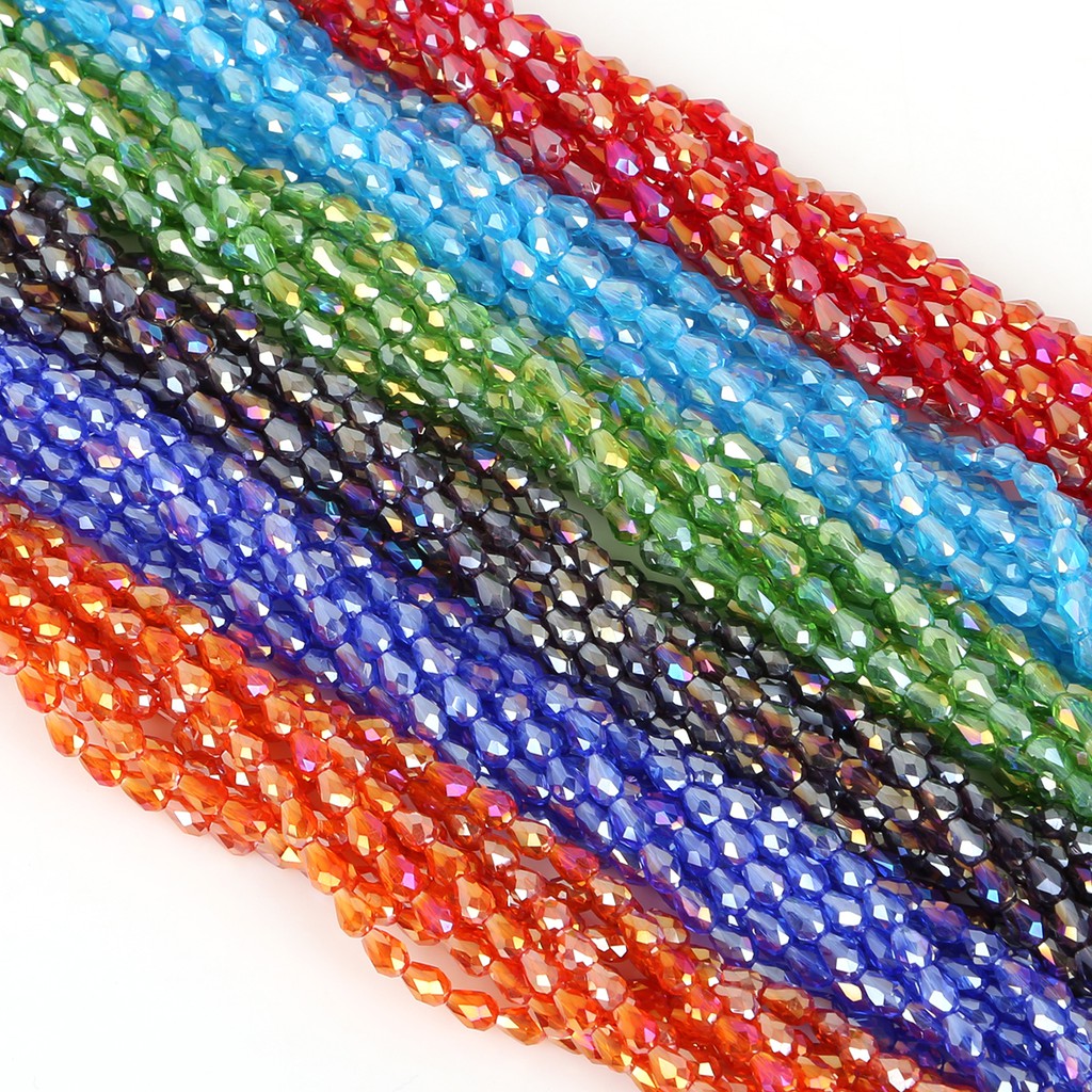 Hot Colorful 3 x 5 mm 100 Pcs Austria Faceted Glass Beads Tear Drop Crystal Beads For Garment Decoration Crafts DIY Making