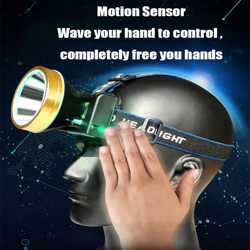 Senter kepala High Power Waterproff LED 60W 100WATT Flashlight 4 Mode USB Rechargble Headlamp