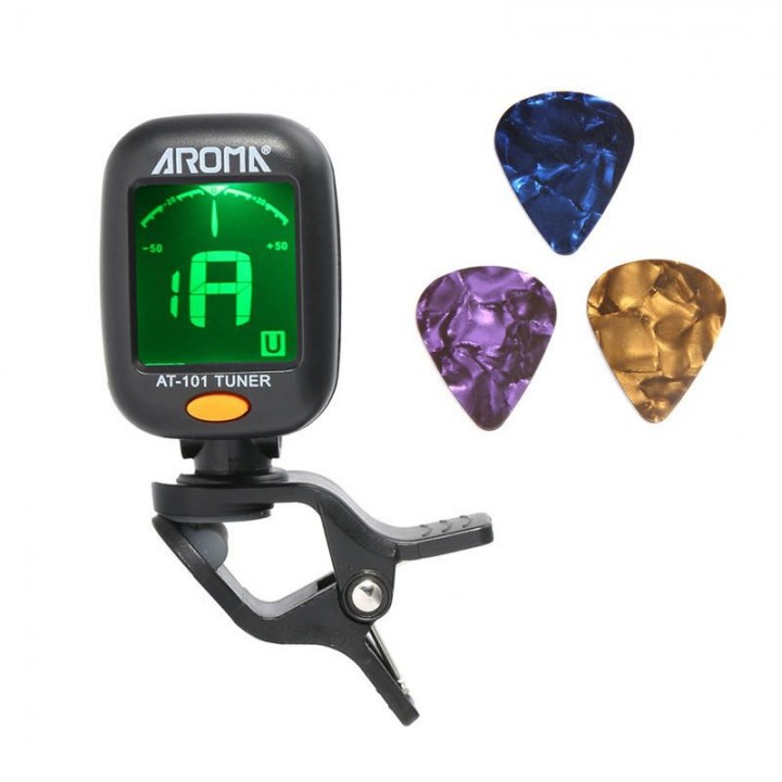 AROMA AT-101 Portable Clip-on Guitar Bass Violin Ukulele Tuner Tuning