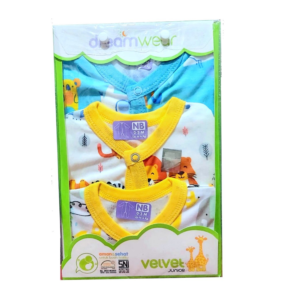 Sleepsuit Velvet Junior DreamWear Bayi Newborn 0-6bln Spesial Katun